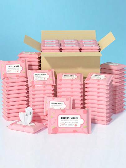 1/5/10 paquet Lingettes motif fraise - [Il y a 10 lingettes dans un paquet (la taille 10 pièces signifie seulement 1 paquet, pas 10 paquets de lingettes, lisez les spécifications avant de commander) Lingettes humides portables jetables, nettoyage de cuisine, nettoyage de taches, convient pour le nettoyage domestique quotidien, accessoires de voyage, cadeaux d'Halloween et de Noël