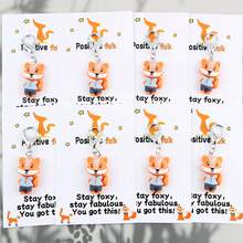 8pcs Cute Resin Fox Keychain Set With Motivational Greeting Card, Ideal For Bag Decoration, Lucky Gift For Fox Lovers, Birthday, Party, Thank You Gift - Multicolor - View 2