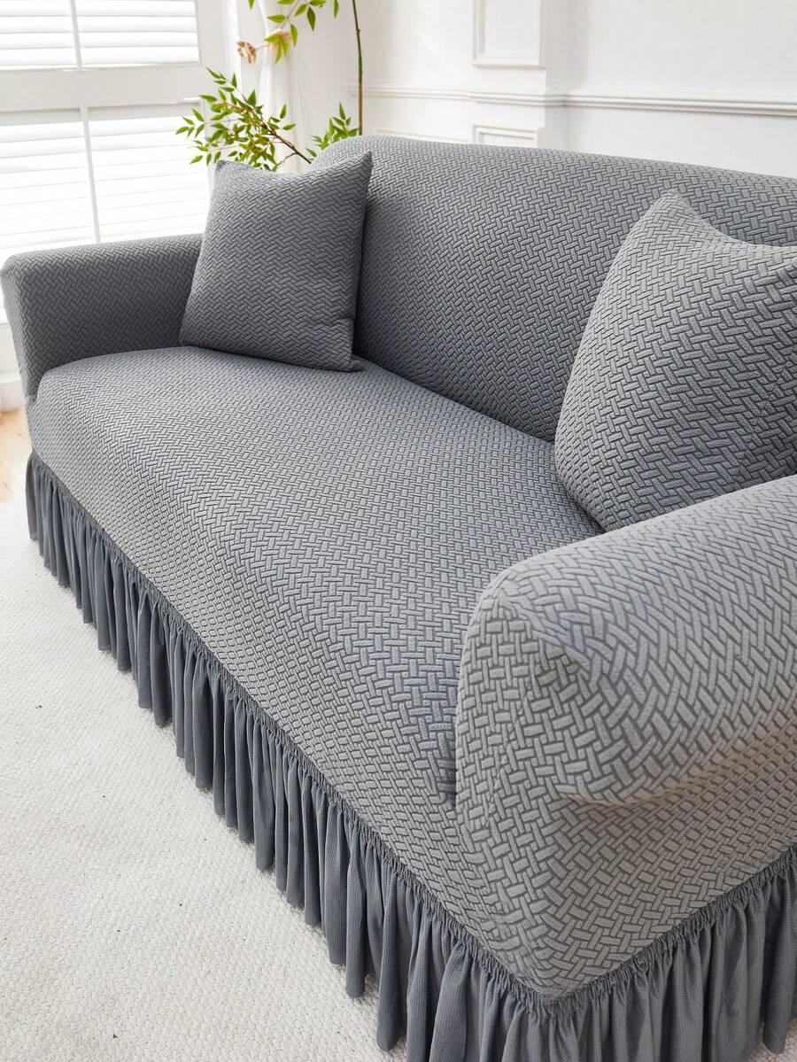 1pc Jacquard Sofa Cover Thick Short Plush Elastic Anti-Slip Sofa Slipcover 4-Season Use Pet Stain Resistant Detachable Sofa Cushions Protection Machine Washable Suitable For Living Room Bedroom Outdoor L-Shaped Recliner 1/2/3/4 Seater Sofas