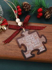 Puzzle Piece Ornament, Never Forget You Are The Piece That Made The Difference, Christmas Acrylic Ornament For Best Friend, Christmas Tree Hanging Ornament, Home Holiday Decorations, Christmas Gifts For Friends Family With Bow Lanyard Home Decor Christmas Decorations Room Decor
