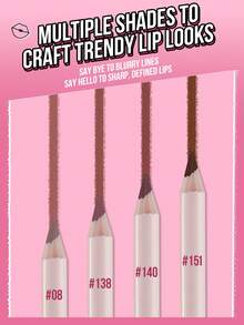 MISSLYN-SUPER SHAPE LIP LINER, Lip Makeup,Long-Lasting,Wooden Pencil,Precision Tip ,Full Lip Look,Plump Lips,Built-In Pencil Sharpener,3D Makeup Effect,Smooth & Pigmented,Precise Outlining,Smudge-Pro - #08 - View 6