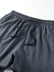 2pcs Outdoor Sports Running Pants Fitness Shorts With Side Pockets Spring - Dark Grey - View 6