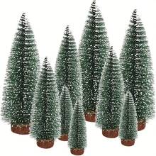9pcs Mini Artificial Miniature Pine Trees, Green Mini Christmas Trees Desktop Decor, Christmas Decoration, DIY Desktop Decor, Christmas Tree Ornaments