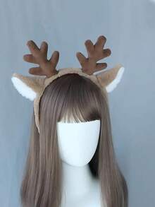 1pc Lovely Deer Antler Headband, Christmas Headpiece With Cute Deer Ears, Decorative Headband. Please Note That Due To Photography, The Actual Color May Have Slight Variations From The Image. - Multicolor - View 9