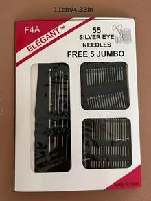 55-Piece Stainless Steel Needle Set - Various Needle Sizes And Models, Versatile And Suitable For Adult Beginners And Embroidery And Needlework Enthusiasts - Bạc - Xem 3