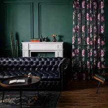 1pc Purple Floral Sheer Curtains Living Room Bedroom Kitchen Curtains Elegant Peony Floral Sheer Perforated Curtains - Purple - View 3