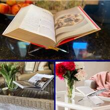 1 pièce Support de livre en acrylique, support, support de livre de table de café, support de livre de cuisine pour la cuisine, la maison, la décoration de table, support d'affichage de gros livre ouvert pour livre de cuisine, livre d'art, bible, livre d'invités