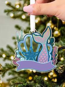 1pc Christmas Acrylic Ornament ,Mermaid Tail Shell Starfish Shape Acrylic Hanging Decor, Mermaid Theme Ocean Style Party Decoration, Christmas Tree Decoration Hanging Ornament, Christmas Home Mermaid Decor, Unique Legendary Mermaid Fantasy Art Holiday Decor Home Decor Christmas Decorations Room Decor