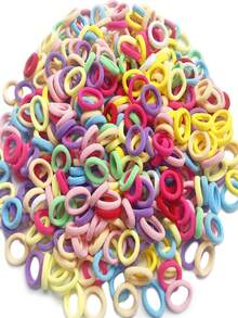 10/50/100/200/400/800pcs/Set Small Women's Rubber Band Hair Ties, Spring Color Thumb Rings, Black Colorful Coffee High Elasticity Hair Ropes - Multicolor - View 4