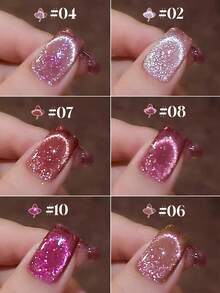 NAI SHI Nail Polish 12ML Capacity, 2025 Autumn And Winter Season, New Year New Gift, Sparkling Galaxy Crushed Diamond Rose Red, Night Cream Autumn Purple Gold Crystal Cat Eye Gel Nail Polish. Suitable For All Seasons, Translucent Cat Eye Magnetic Nail Beauty. - Multicolor - View 2