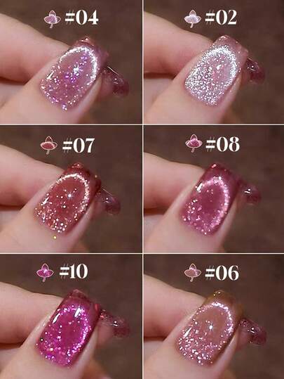 NAI SHI Nail Polish 12ML Capacity, 2025 Autumn And Winter Season, New Year New Gift, Sparkling Galaxy Crushed Diamond Rose Red, Night Cream Autumn Purple Gold Crystal Cat Eye Gel Nail Polish. Suitable For All Seasons, Translucent Cat Eye Magnetic Nail Beauty.