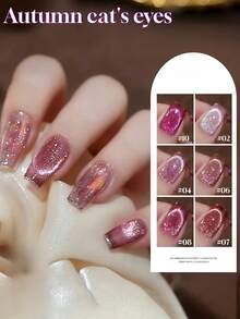 NAI SHI Nail Polish 12ML Capacity, 2025 Autumn And Winter Season, New Year New Gift, Sparkling Galaxy Crushed Diamond Rose Red, Night Cream Autumn Purple Gold Crystal Cat Eye Gel Nail Polish. Suitable For All Seasons, Translucent Cat Eye Magnetic Nail Beauty. - Multicolor - View 19