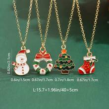 Set di 4 collane natalizie, con pendenti a forma di fiocco di neve, Babbo Natale, albero, campana, corona e pupazzo di neve, renna, per donna e uomo, regalo festivo per feste, accessori vintage per costumi natalizi