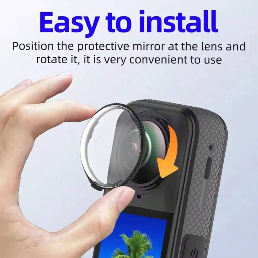 2片装相机镜头保护膜，适用于Insta360 X5 X3 X4 Air X4Air，PC材质，防刮擦，运动相机配件 - 黑色 - 查看 1