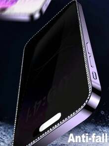 1pc Black Shiny Rhinestone Framed Tempered Glass Screen Protector, Explosion-Proof Easy To Apply, Compatible With IPhone 16/16 Plus/16 Pro/16 Pro Max/15/15 Pro/15 Plus/15 Pro Max/14/13/12/11, Birthday/Gift For Family & Friends, Tempered Glass Material, Phone Screen Protector, Phone Accessories, Waterproof, Shockproof, Anti-Fall, Scratch-Resistant, Anti-Fingerprint, Full Coverage