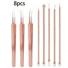 祛痘工具套装，包含黑头去除器、瑕疵去除器和深层清洁面部护理工具 - 粉刺針 - 查看 26