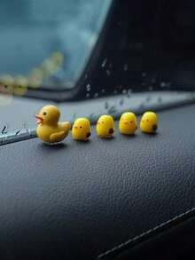 5pcs Mini Cute Duck Screen Center Console Ornaments For Car Rearview Mirror, Auto Interior Decorations - 黃色 - 查看 4
