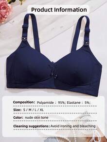 Sujetador sin costuras para mujer, sujetador de encaje floral de copa completa ajustable, ropa interior de mujer con tirantes con bordado de flores, sin almohadilla extraíble, cómodo y suave con tirantes anchos para dar forma y soporte, lencería moldeadora para comodidad y estilo - Azul - Ver 4