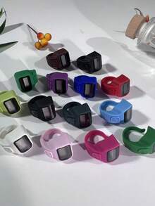 电子戒指计数器，数字显示便捷戒指计数器，减压手按计数器，彩色硅胶戒指电子计数器，适用于户外场景、斋月、活动小礼物、斋月礼品 - 彩色 - 查看 10