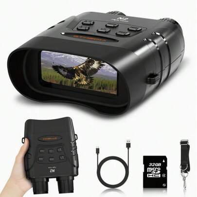 GT MEDIA Binocoli per Visione Notturna a Infrarossi Avanzati supportano Rilevamento Zero-Luce 300m e Regolazione IR a 7 Stadi, Registrazione 1080P + Foto 10MP, Zoom 5X e Memoria Espandibile 128GB per Caccia Tattica, Operazioni di Si.curezza ed Esplorazione Estrema