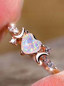 Gift Box Set, Fashion New Cubic Zirconia Heart-Shaped Ring, Engagement Jewelry Accessory Suitable For Men And Women, Gift For Family/Friends/Lover - Rose Gold - View 4