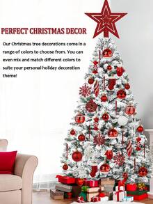 100 个/红色圣诞球装饰套装 - 3.14 英寸大圣诞球，防碎塑料装饰球，适用于圣诞派对室内室外办公室家居圣诞树装饰，适用于节日、婚礼和派对装饰的圣诞装饰。 - 彩色 - 查看 5