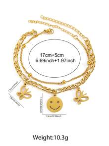 3pcs/Set European And American Hip-Hop Exaggerated Personalized Niche Stainless Steel Circle Pendant, Lobster Clasp Chain Bracelet For Men And Women