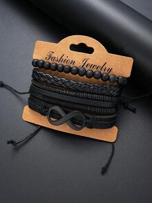 17KM Conjunto de colar minimalista masculino com corrente cruzada (51/33/14/8/4 peças), conjunto de anéis simples com strass, conjunto de pulseira de couro em formato de 8, conjunto de brincos de pino, conjunto de acessórios de joias masculinas, adequado para férias, encontros, dia a dia, ocasiões casuais, festas, presente para namorado, pai, amigo (sem caixa)