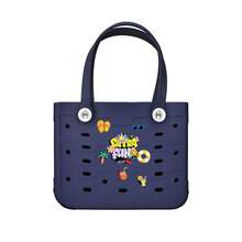 1pc Large Women's Beach Bag, Large Capacity Geometric Pattern Open Design Beach Bag, Waterproof And Sandproof Multifunctional EVA Handbag, EVA Tote Bag, Rubber Vegetable Basket Bag, Suitable For Beach, Swimming Pool, Vacation, Travel, Camping - Fashionable And Casual Shopping Bag - 彩色 - 查看 12