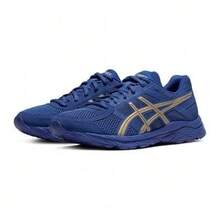 ASICS 男式缓震舒适跑步鞋 GEL-CONTEND 4T8D4Q - 藍金色 - 查看 2