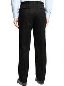 Men's Cozy Expandable Waist Dress Pants| Stretch Weave Work-To-Weekend Pants - Black - View 3