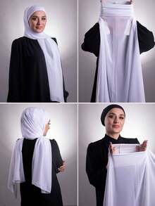 1条女士经典休闲雪纺围巾，纯色舒适透气莫代尔面料，可作围脖、头巾、多功能头饰使用，适合日常佩戴。