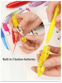 12pcs Random Color Invisible Ink Marker Pen With LED UV Light, Ballpoint Pen For Secret Message, Game Gift, Calligraphy Pen, UV Party Gift, Random, Transformable Pen, Gift - Multicolor - View 8
