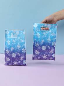 10/25/50个装雪花图案礼品袋，礼品手提袋，小型礼品袋，收纳袋，礼品包装袋，生日派对回礼袋，生日派对用品，生日装饰品，家居圣诞装饰品，冬季装饰品，性别揭晓派对礼品包装用品 - 彩色 - 查看 2
