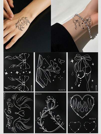 6 Sheets Tatoo Stencis Mesh Stend Ainting For Body Art Reusable Templates For Women Gils BodyArt SefAdhesive Dl Stencls Party Gift For Body Art Painting