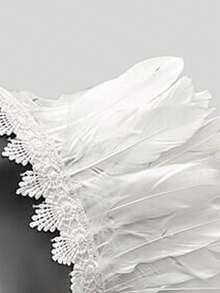 1 件哥特式深色羽毛枫叶蕾丝披肩，万圣节圣诞派对服装配饰 - A - 查看 4