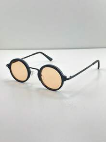 [Betsy]Unisex Vintage Metal Round Sunglasses – Retro Style, Lightweight Comfort & Iconic Look - Caramelo Suave - 查看 3