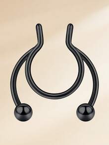 1 件时尚不锈钢方晶锆石假鼻环，男女万圣节适用，黑色假鼻中隔穿孔饰品，非穿孔鼻钉鼻中隔环 U 形鼻夹 - Fake Nose Rings - 查看 22