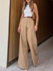 Straight-Leg, Wide-Leg Suit Pants. Floor Length - 無色 - 查看 2