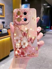 1 件蝴蝶花朵图案防震手机壳，适用于三星/Galaxy/Infinix/Redmi/OPPO/VIVO/Realme Android 型号 - 粉色 - 查看 6