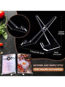 Suport acrilic pentru rețete, 6,5 x 8,5 inci, afișaj multifuncțional pentru blatul de bucătărie, raft pentru cărți de bucate