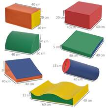 HOMCOM Soft Play Set, 7 Piece Foam Blocks, Toddler Climb And Crawl Activity Set For 1-3 Years, Soft Play Equipment For Building And Stacking, Educational Play, Red - Red - View 4