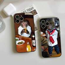 Lustige Affen-Handyhülle für iPhone 16 15 14 13 12 11 Pro Max Mini X XS SE 7 Plus 16E Stoßfeste Süße Tier Silikon Weiche Hülle