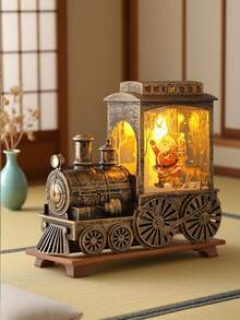 1pc-3D Christmas Train Night Light Decoration,Santa Claus Train LED Lights Festive Snowman, Reindeer Christmas Tree Design Beautiful Plastic Freestanding Upper Lights With Button Battery For Home ,Office Or Various Room Types Holiday Decor Christmas Decorations Winter Room Decor