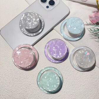 1 件简约彩色贝壳图案 Magsafe 磁性手机握把支架，贝壳设计手机支架，桌面支架，休闲观看方便，兼容 、Android 手机，生日、家人、朋友的礼物，推拉式手机握把手机配件