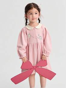 Balabala 2025 Autumn New Arrival Sweet Girl A-Line Dress, College Style - White Red - View 3