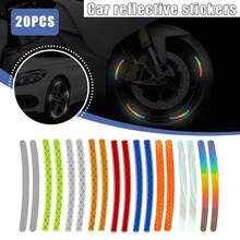 10/20/100pcs Mountain Bike Reflective Sticker Set, Car Wheel Reflective Sticker, High Reflective Stripe Tape, Suitable For Motorcycle Bicycle Car Wheel Decoration, Luminous Strip - Black - View 5