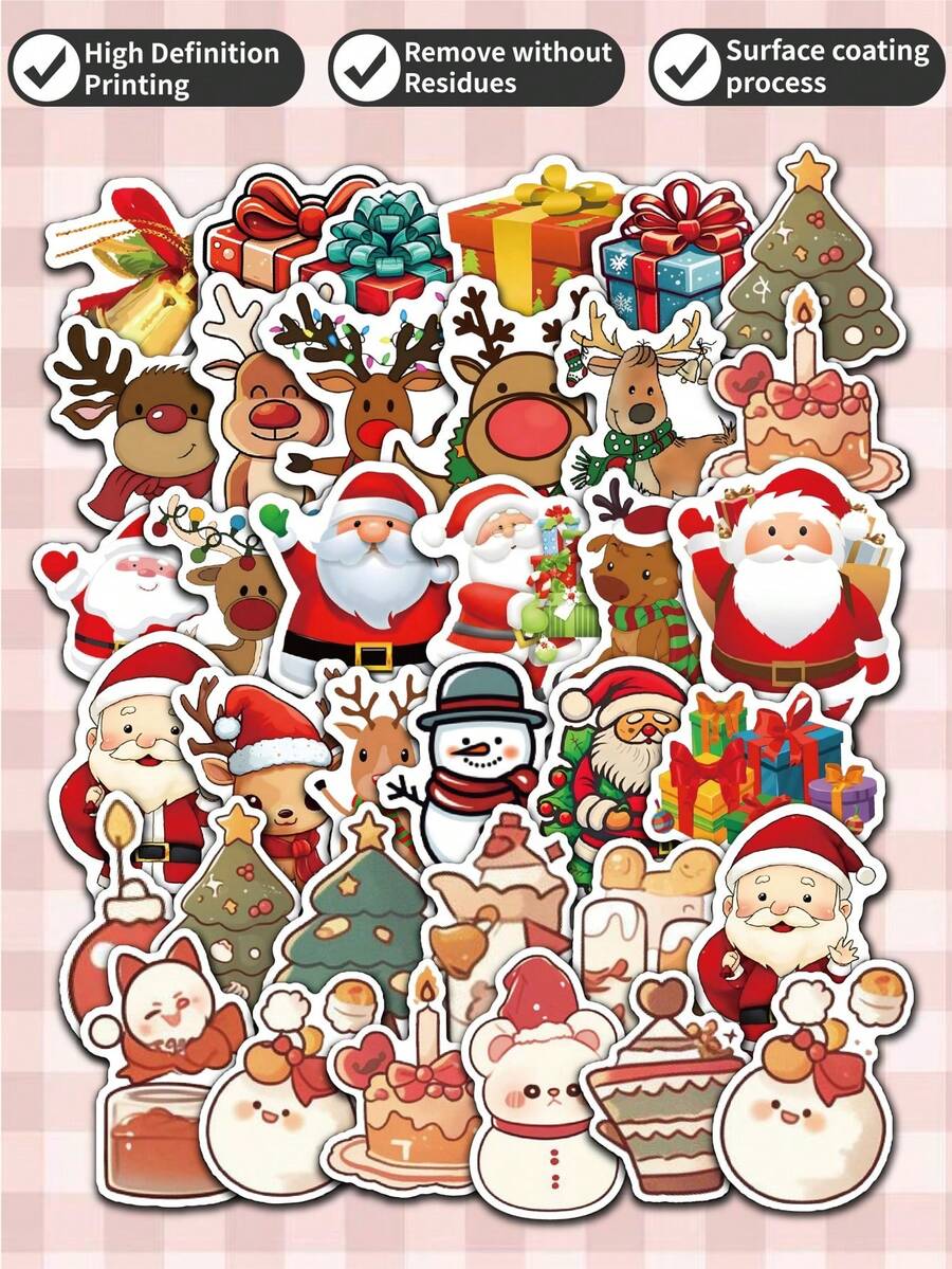108pcs Christmas-Themed Sticker Packs - Vinyl Self-Adhesive Stickers - Suitable For Water Bottles, Laptops, Gifts, Windows, And Various Shapes And Colors - Christmas Party Decorations, The Best Choice For Christmas Christmas Christmas Decorations Christmas Pajamas Christmas Gifts Christmas Decor
