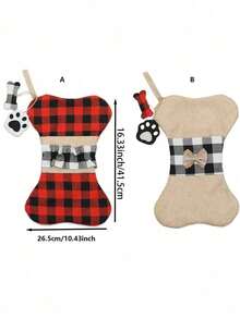 1pc Christmas Plaid Pet Socks, Cute Buffalo Plaid Puppy Bone Claw Socks Suitable For Party Decoration Home Decor Christmas Decorations Room Decor - Multicolor - View 3