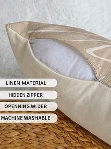 1 Stück/2 Stücke "Home Sweet Home" Leinen Lendenkissen Bezug - in verschiedenen Größen erhältlich, beige mit schwarzer Schrift, schweres Stoffkissenbezug für Couch & Bett, maschinenwaschbar, Reißverschluss, zeitgenössischer Stil, dekorative Kissenbezüge